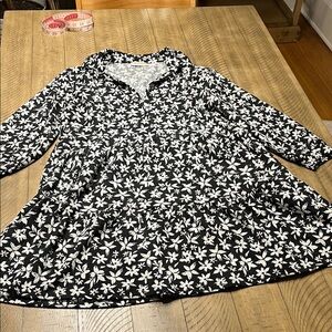 Floral Black and White Womens Dress